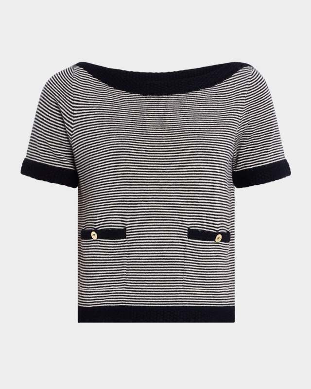 The Cashmere Boat-Neck Short-Sleeve Sweater